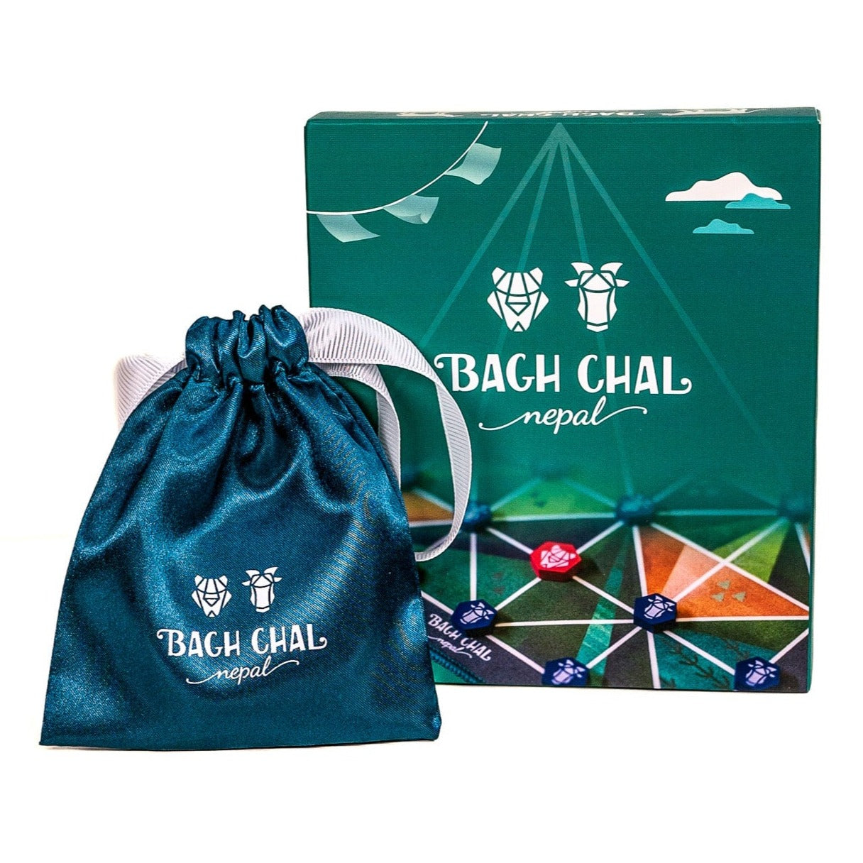 Bagh Chal box - Deluxe edition. 2-player abstract strategy game from Nepal that fits into your pocket.
